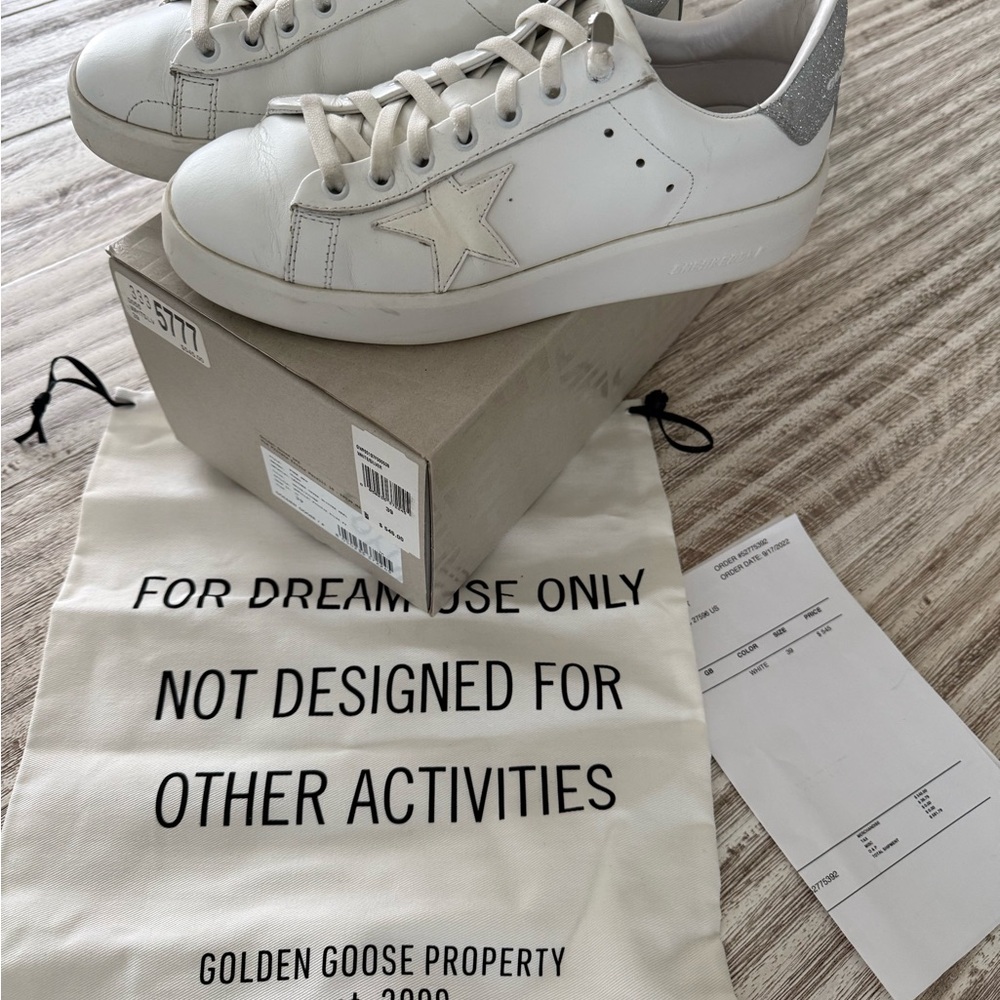 Golden Goose White Sneakers with Gray Soles